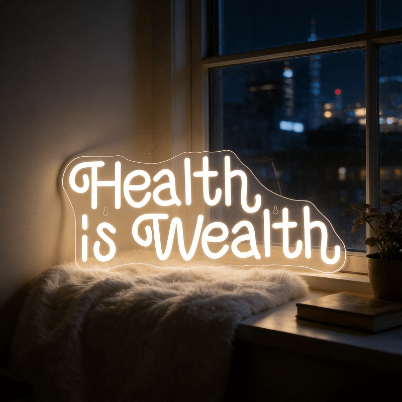 Health Wellness Yoga - Letrero Luminoso LED de Neón 'La