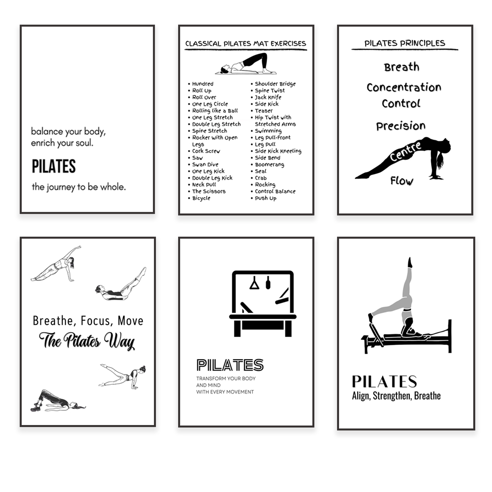 Poses de pilates, principios d - Health Wellness Poster reseña y precio